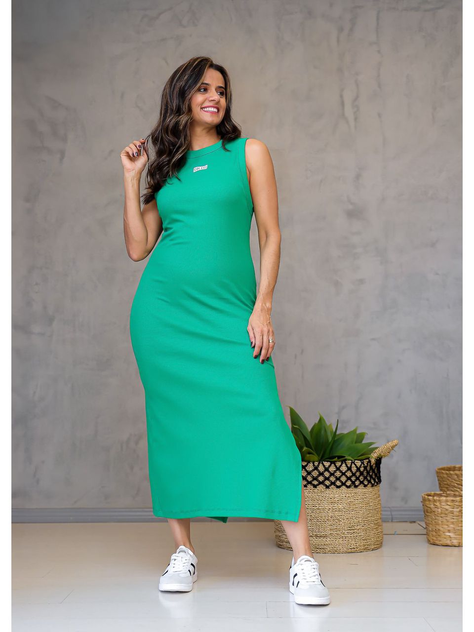 vestido midi VERDE