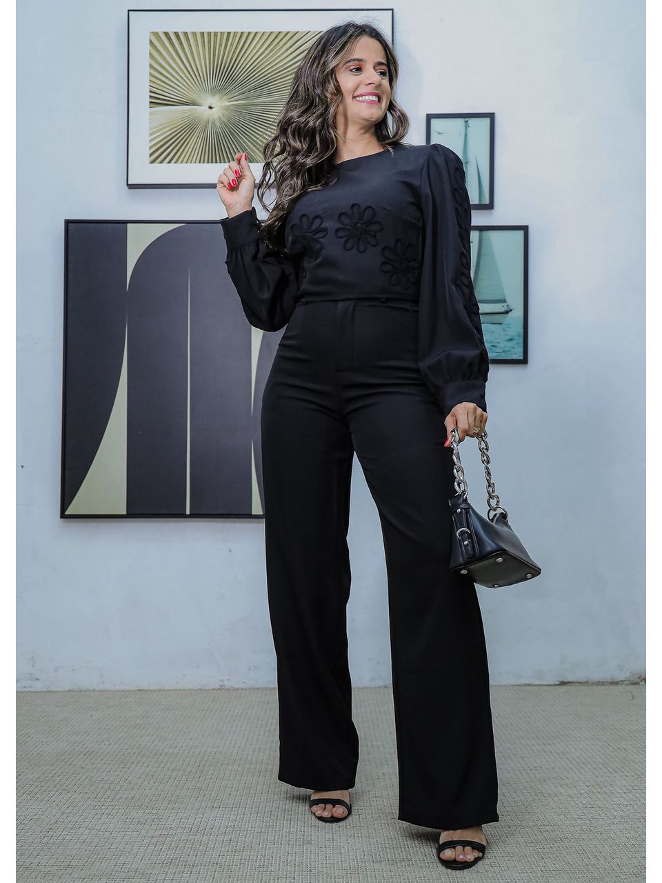 Conjunto Feminino Alfaiataria Bordado Preto - 0005 / 210
