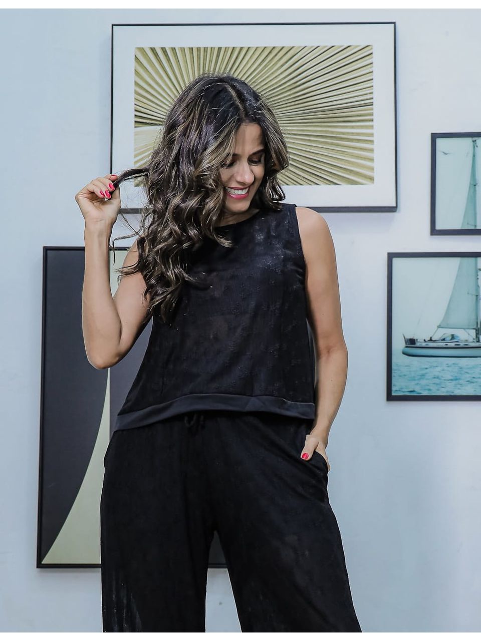 blusa texturizada PRETO
