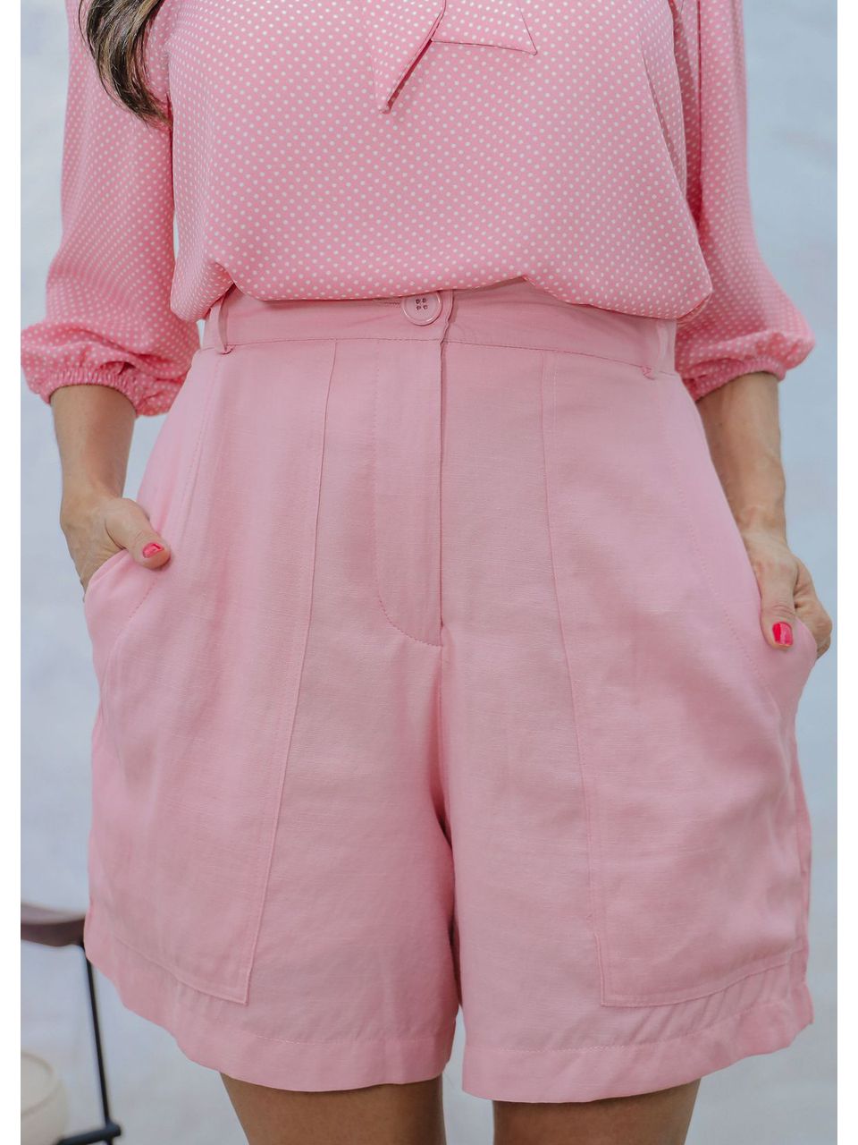 shorts linho ROSA