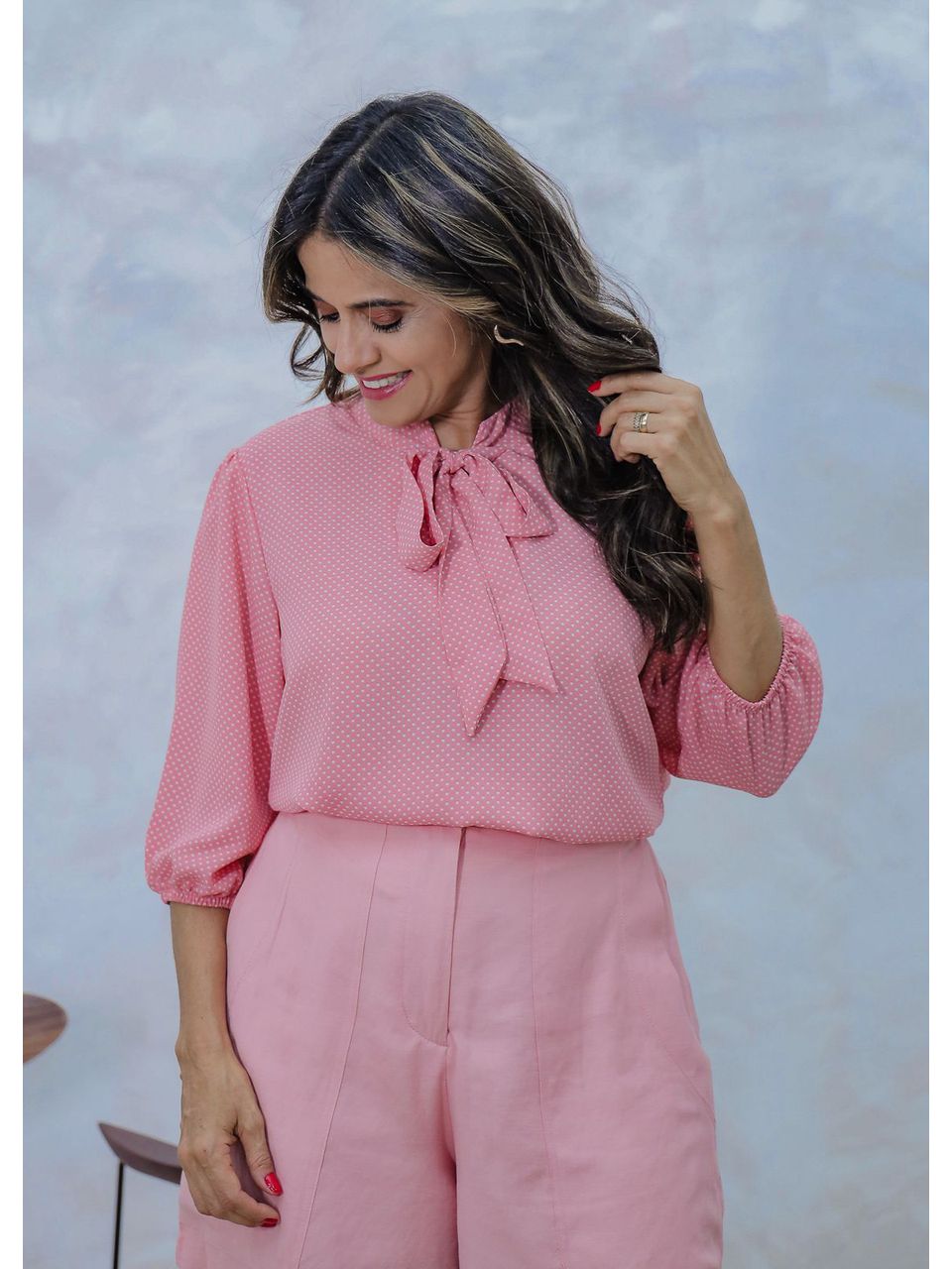 Blusa laço poá ROSA