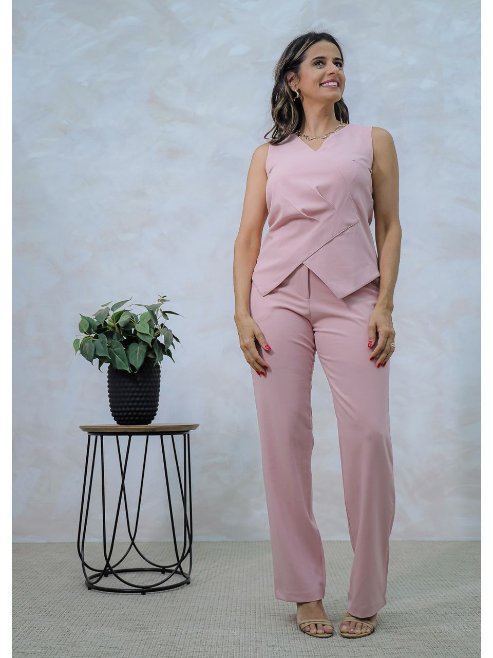 conjunto blusa de alfaiataria ROSA