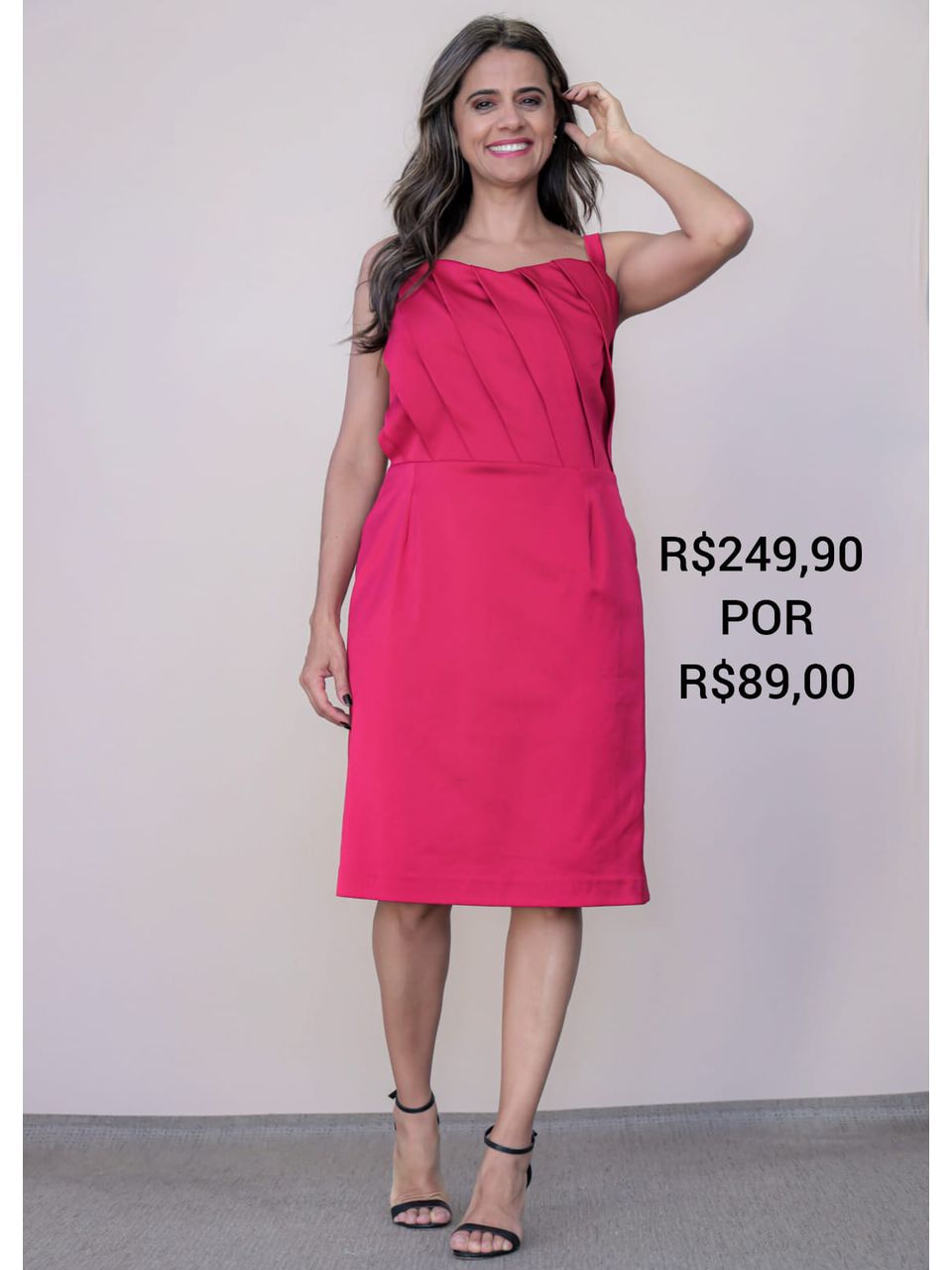 vestido mid drapeado COLOR
