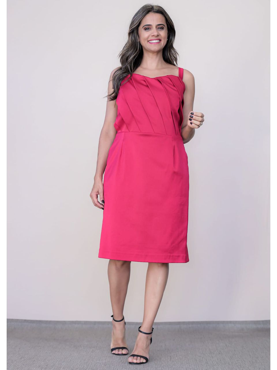 vestido mid drapeado COLOR