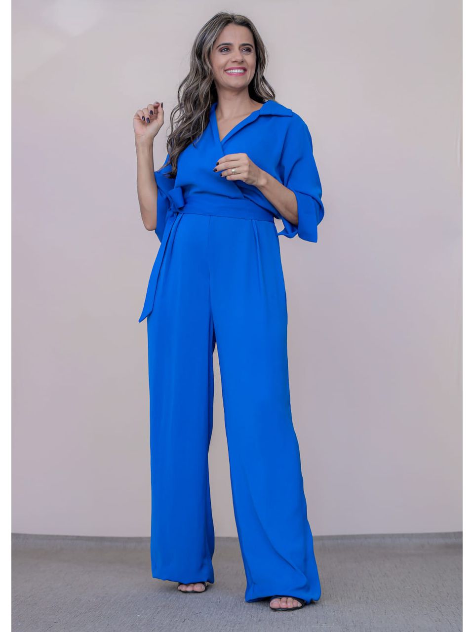 Macacão Pantalona Amarração AZUL