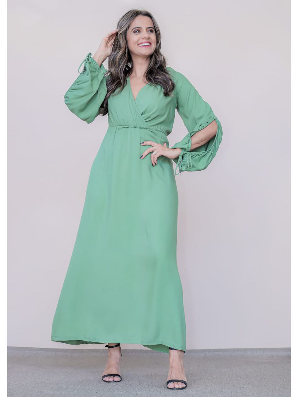 VESTIDO LONGO TRANSPASSADO COLOR