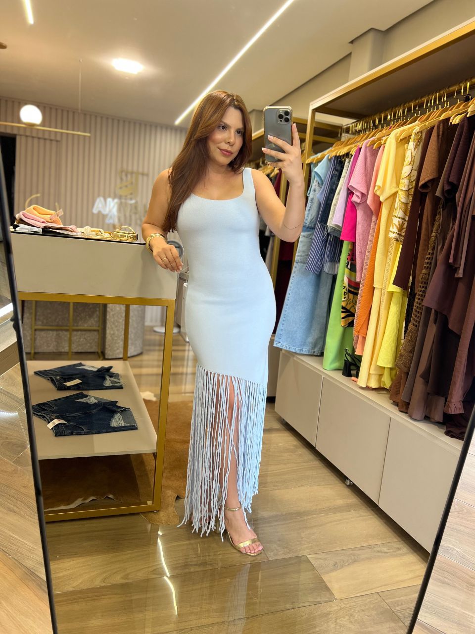 Vestido Samara Franja Azul - TS Moda Feminina