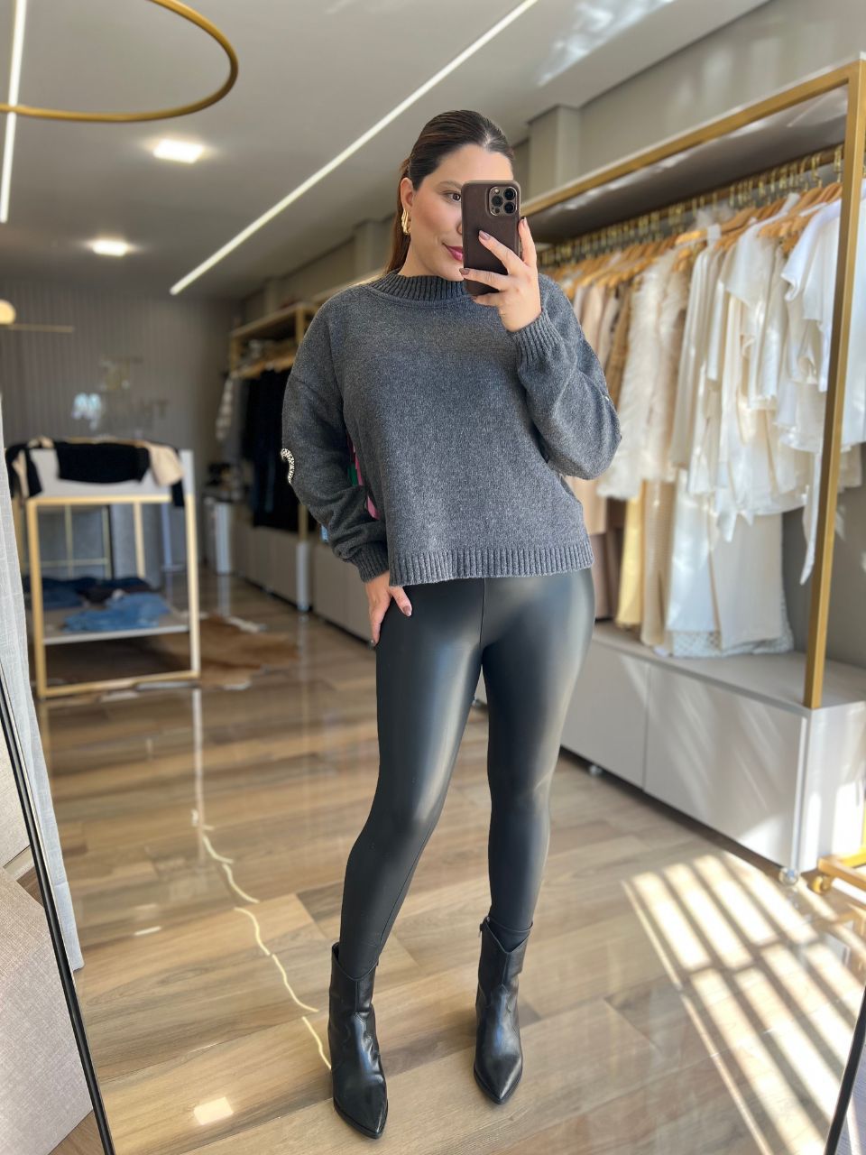 Calça Tassia Couro Preta - TS Moda Feminina