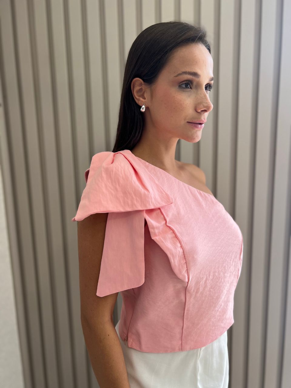 Cropped Laura Laço Rosa - TS Moda Feminina