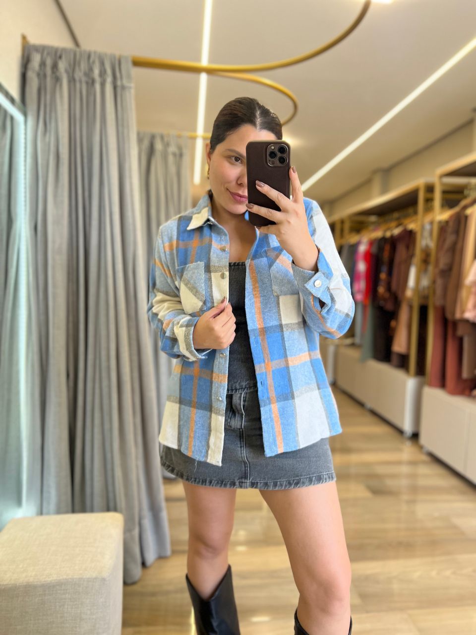 Camisa Xadrez Hanna Azul - TS Moda Feminina