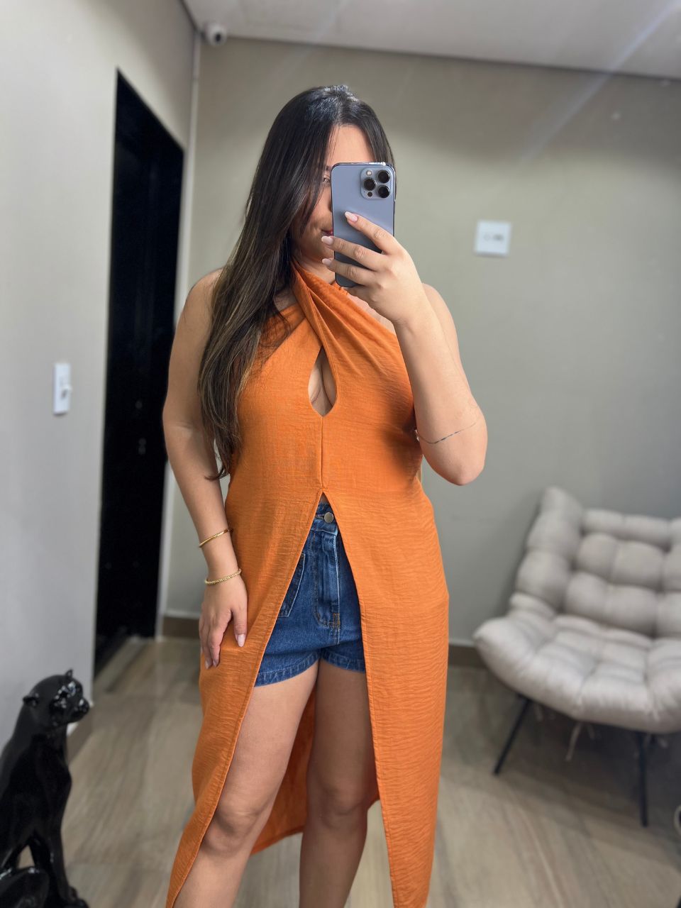 Blusa Tunica Laranja - TS Moda Feminina