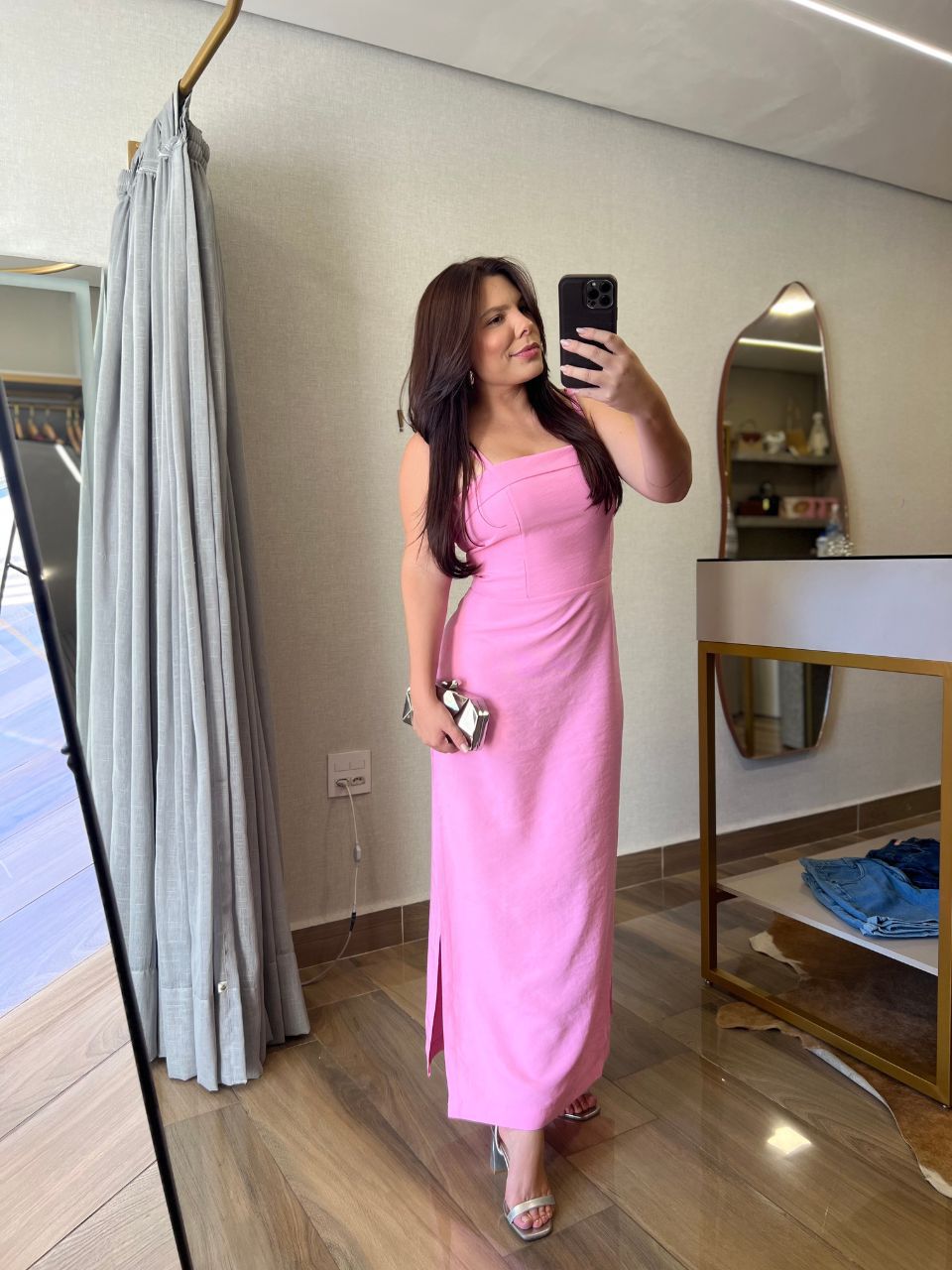 Vestido Midi Alcinha Beatriz Rosa - TS Moda Feminina