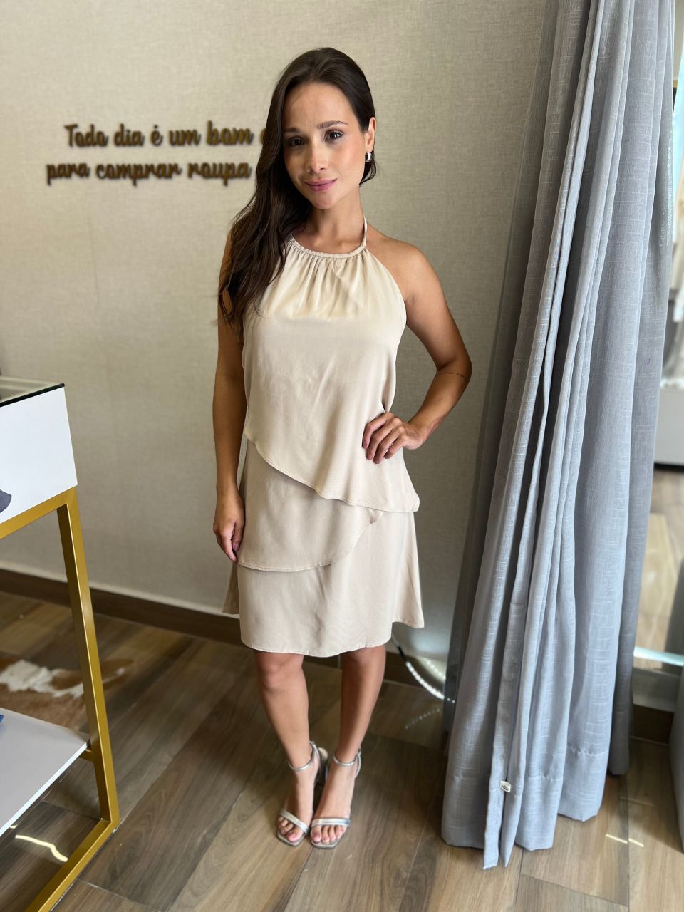 Vestido Frente Unica Bege - TS Moda Feminina