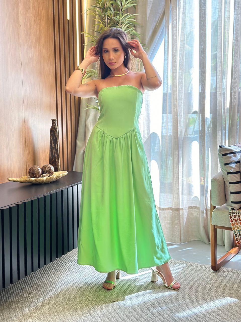 Vestido Tomara que Caia Catarina Verde - TS Moda Feminina