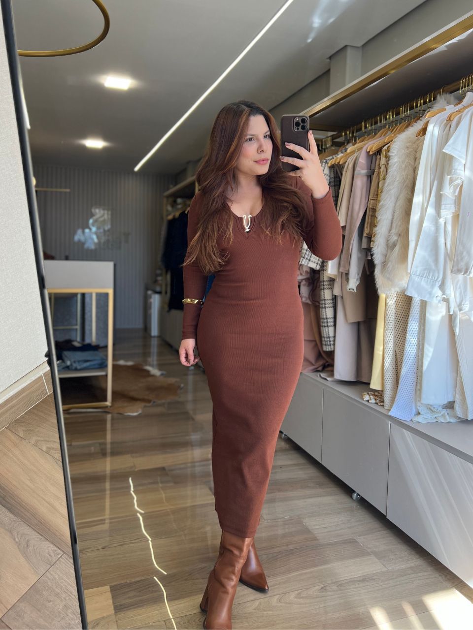 Vestido Jacque Marrom - TS Moda Feminina