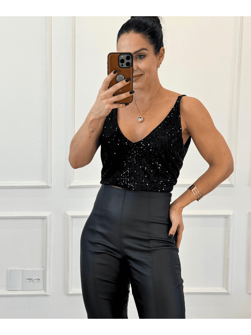 Calça Resinada Valentina Preta 