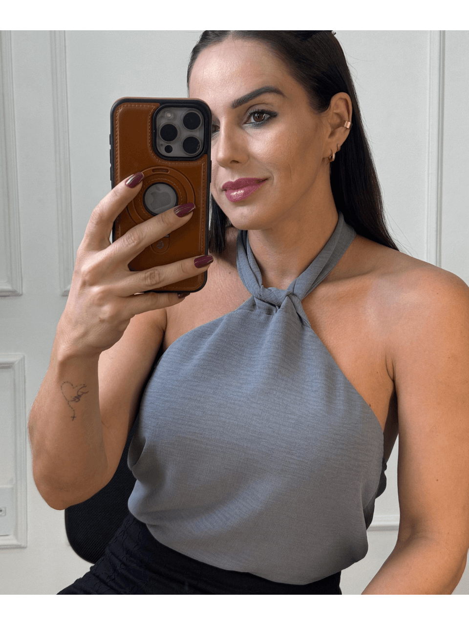 Blusa Ágatha Cinza Frente Única - Arpaia