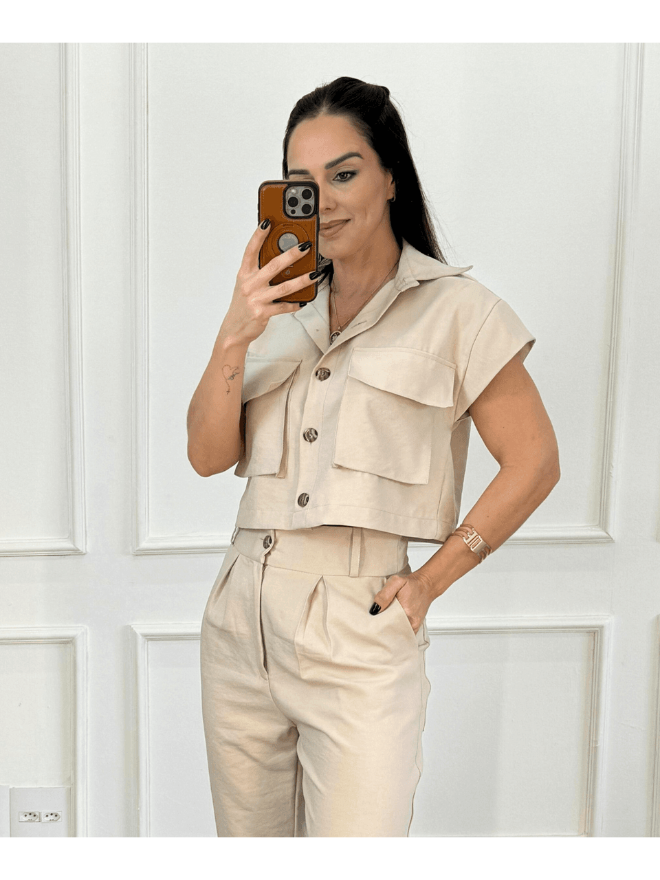 Cropped Cargo Nati Areia