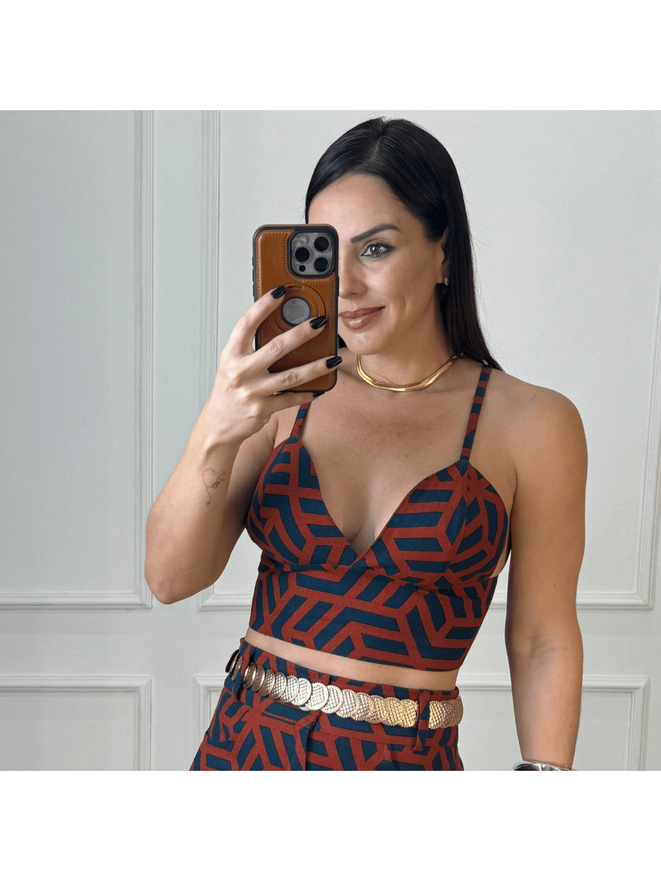 Top Linho Estampado Aida Mosaico - Arpaia
