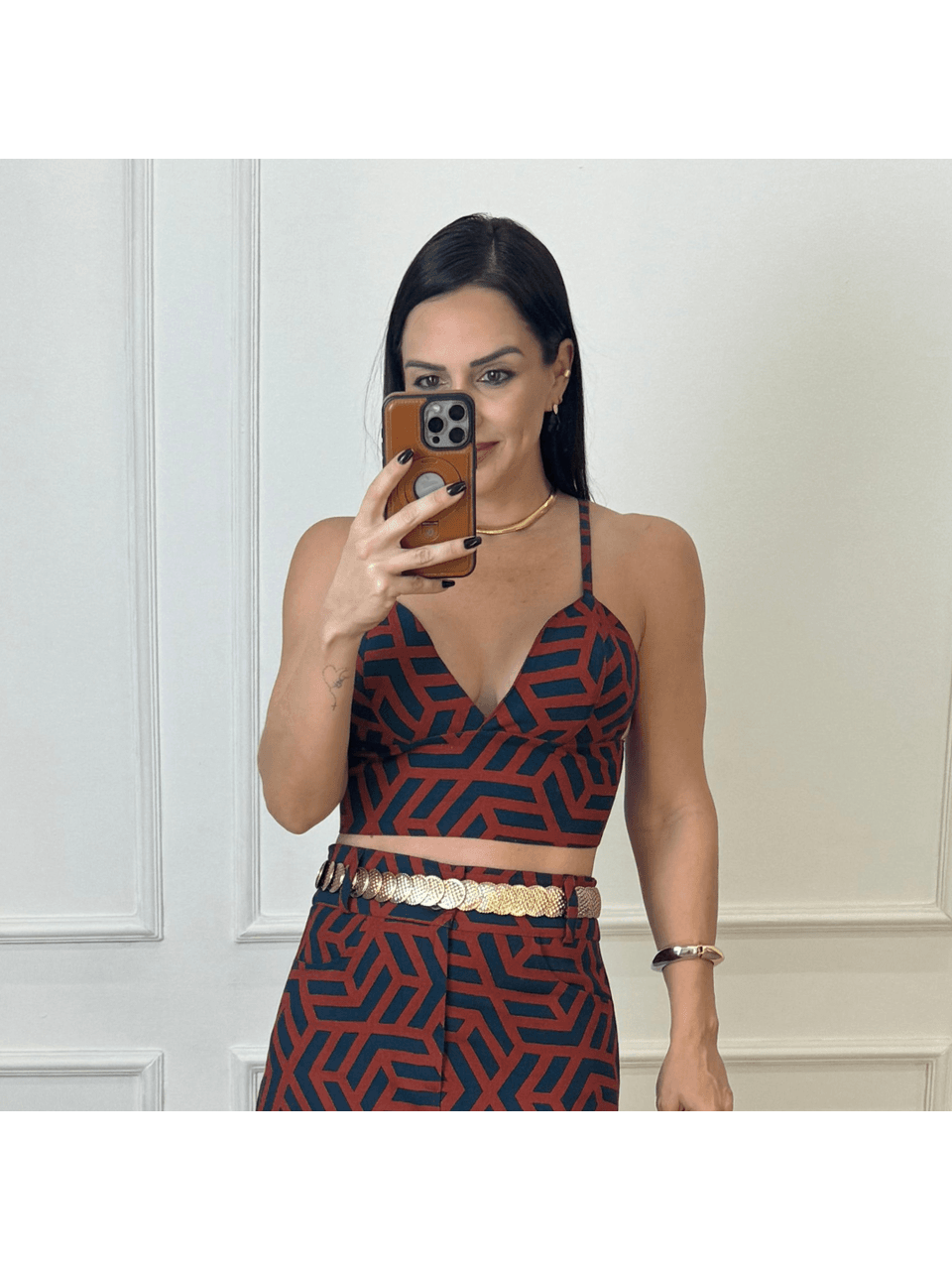 Top Linho Estampado Aida Mosaico