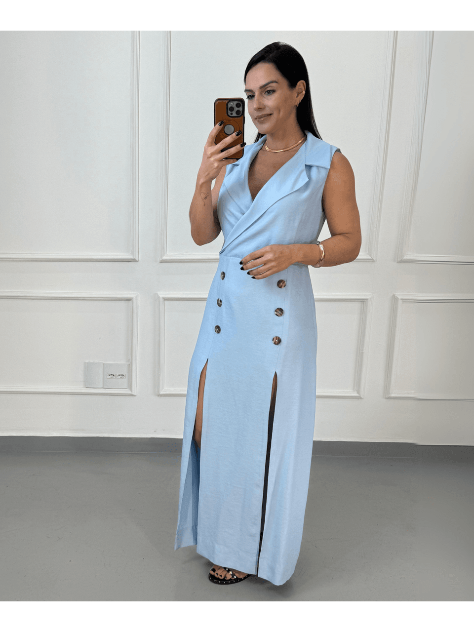 Vestido Longo Iara Azul Serenity - Arpaia