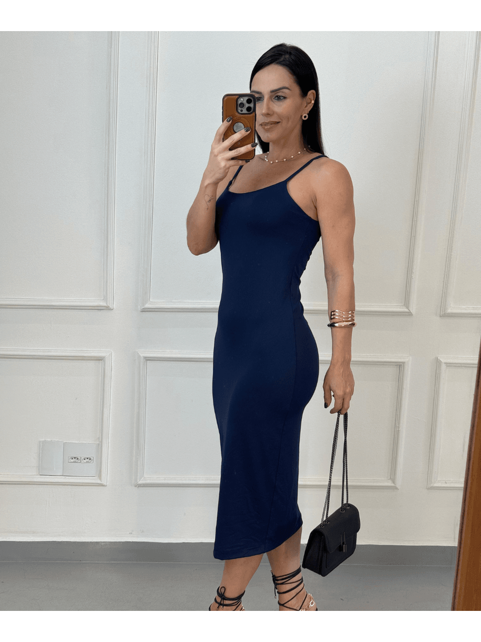 Vestido Midi Luna Azul Marinho - Arpaia