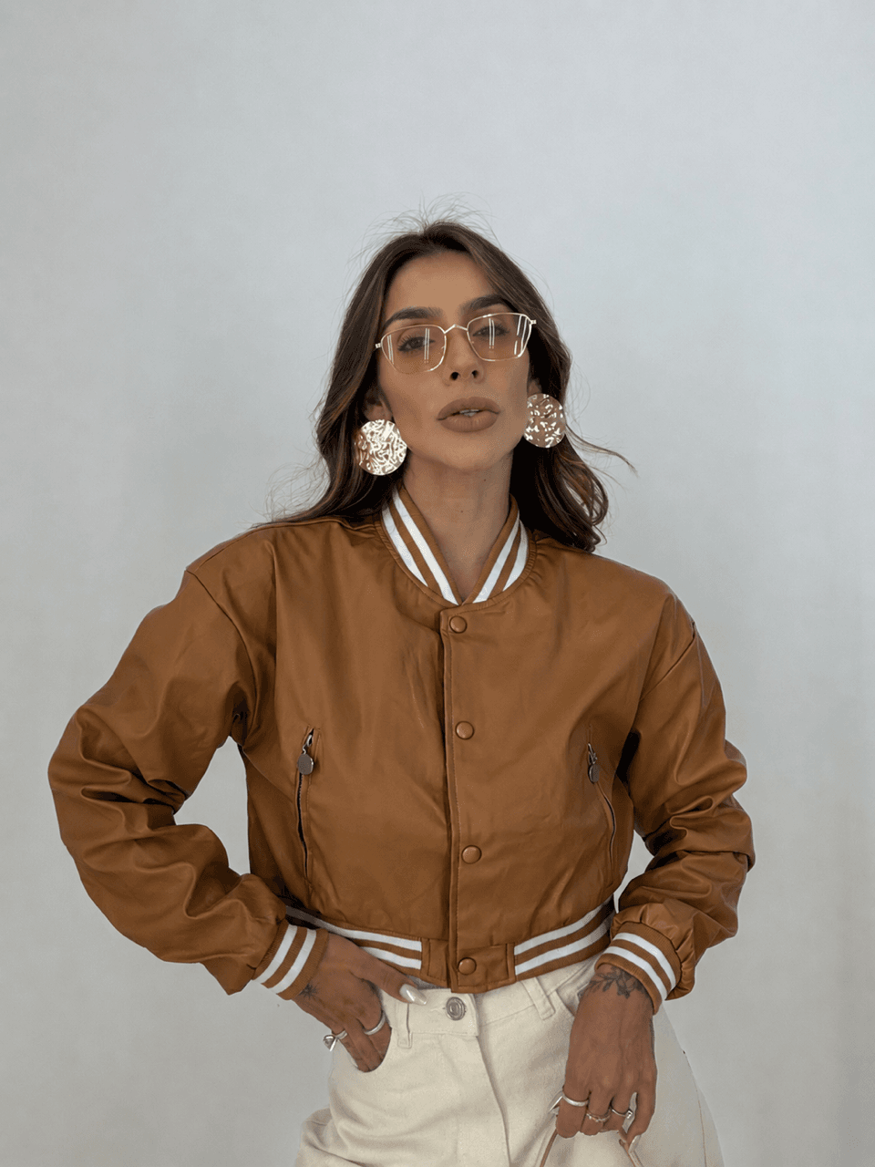 JAQUETA LUDMILA BOTÕES MARROM - 0078910054 - CAROLLA FERRARO