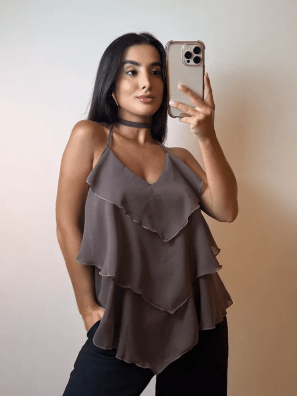 BLUSA MONICA MOCHA MOUSSE - Larih Mercurio