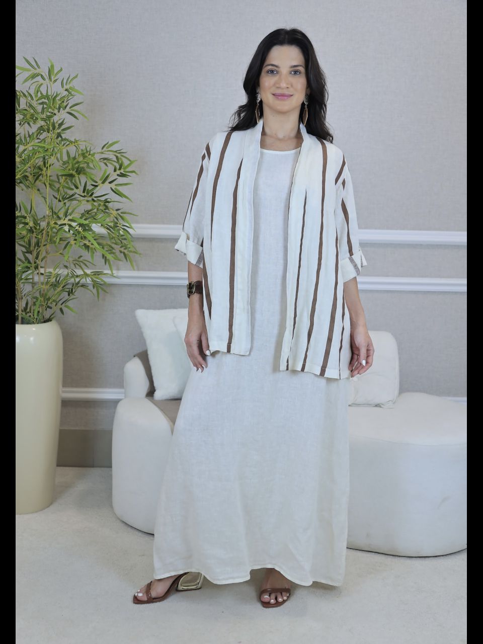 VESTIDO YARA COM CASAQUETO YARA MARROM