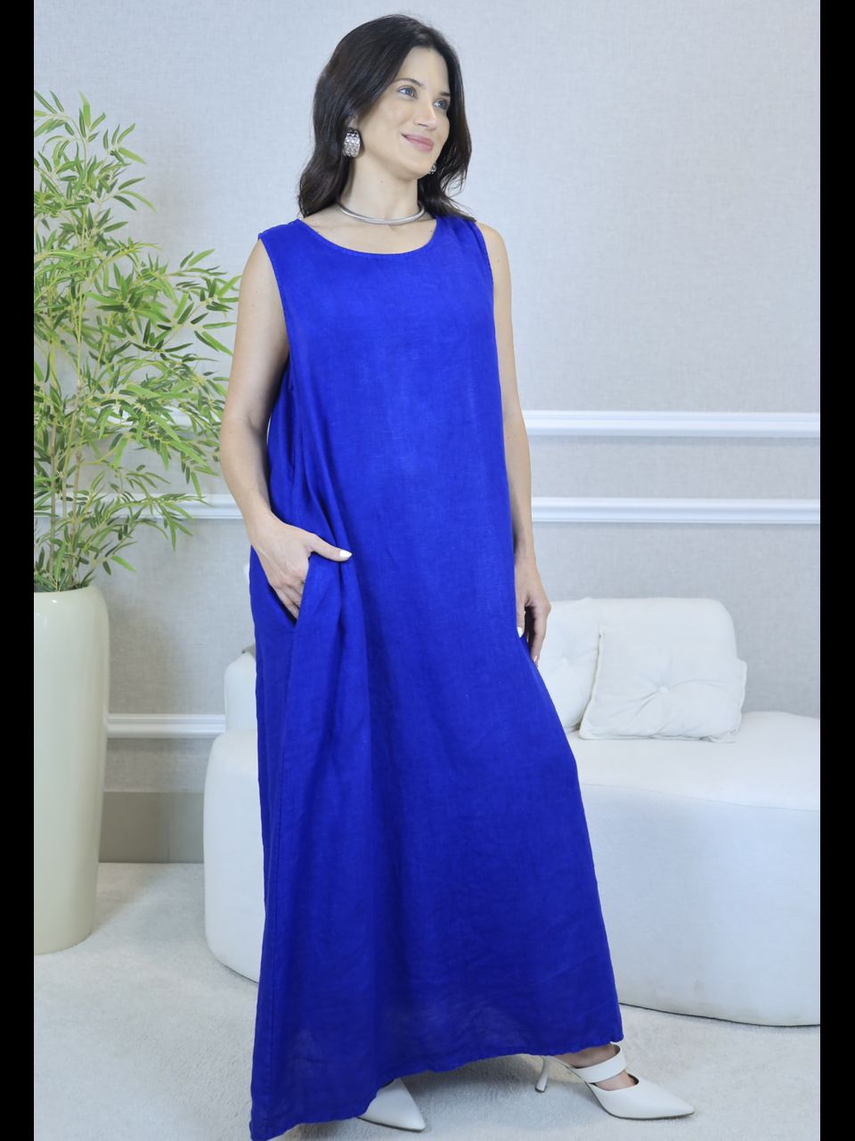 VESTIDO NELLY COM CARDIGAN NELLY AZUL ROYAL
