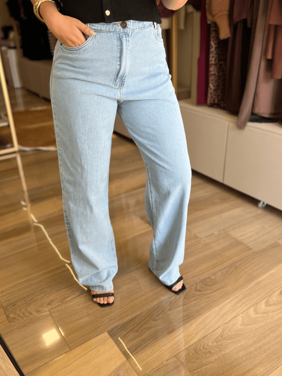 Calça Jeans Clara Wide Leg - TS Moda Feminina