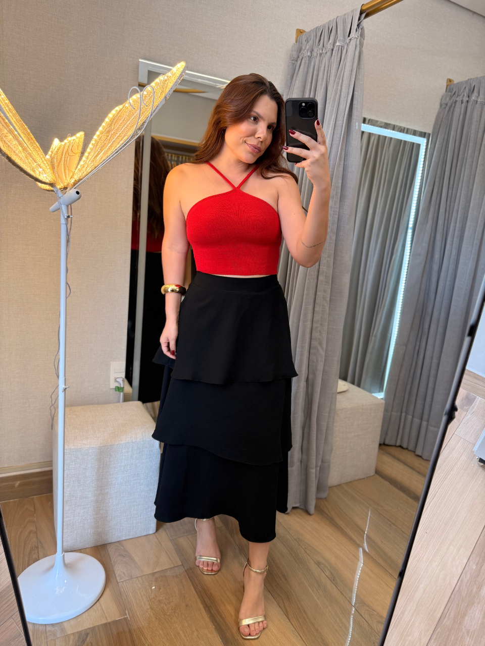 Saia Emma Camadas Preta - TS Moda Feminina