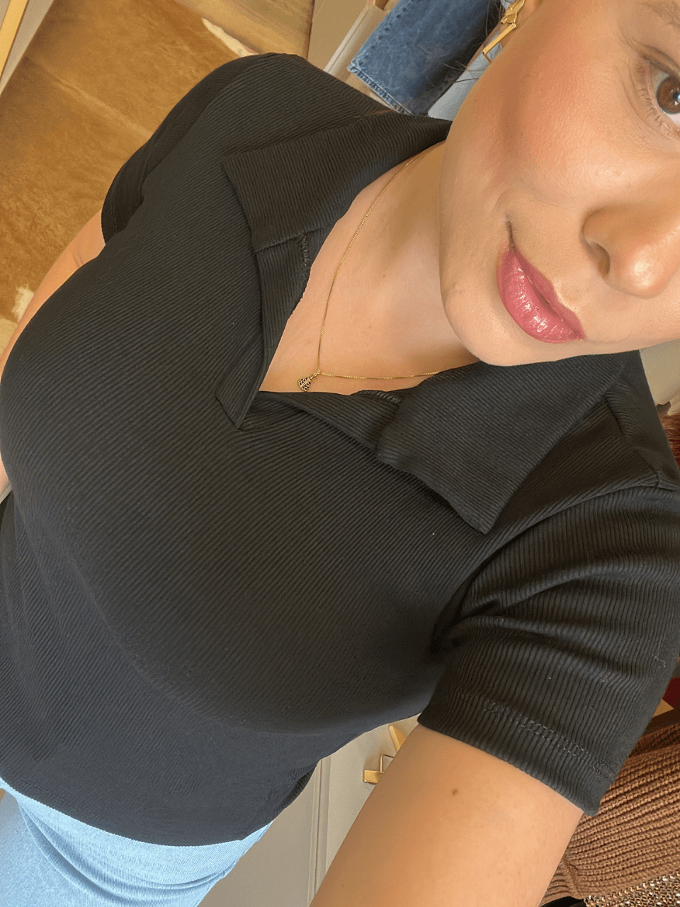 Blusa Gola Polo Canelada Preta - TS Moda Feminina