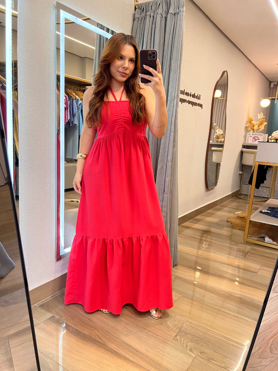 Vestido Frente Unica Tomara Que Caia Vermelho - TS Moda Feminina