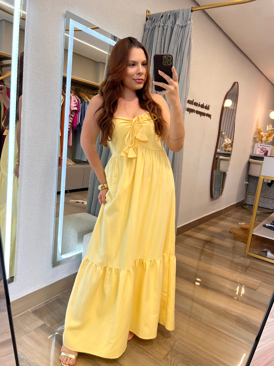 Vestido Frente Unica Tomara Que Caia Amarelo - TS Moda Feminina