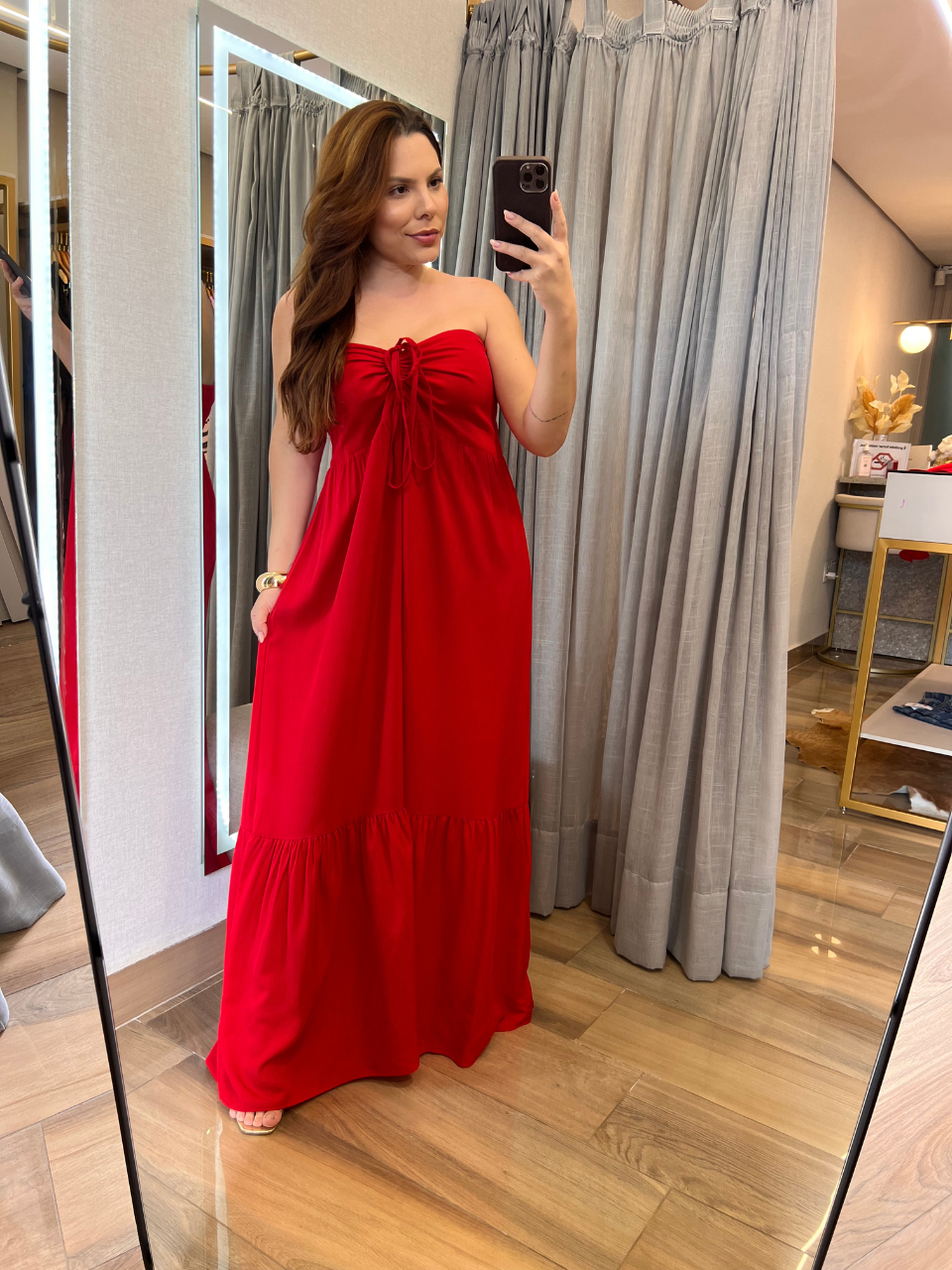 Vestido Frente Unica Plus Vermelho - TS Moda Feminina