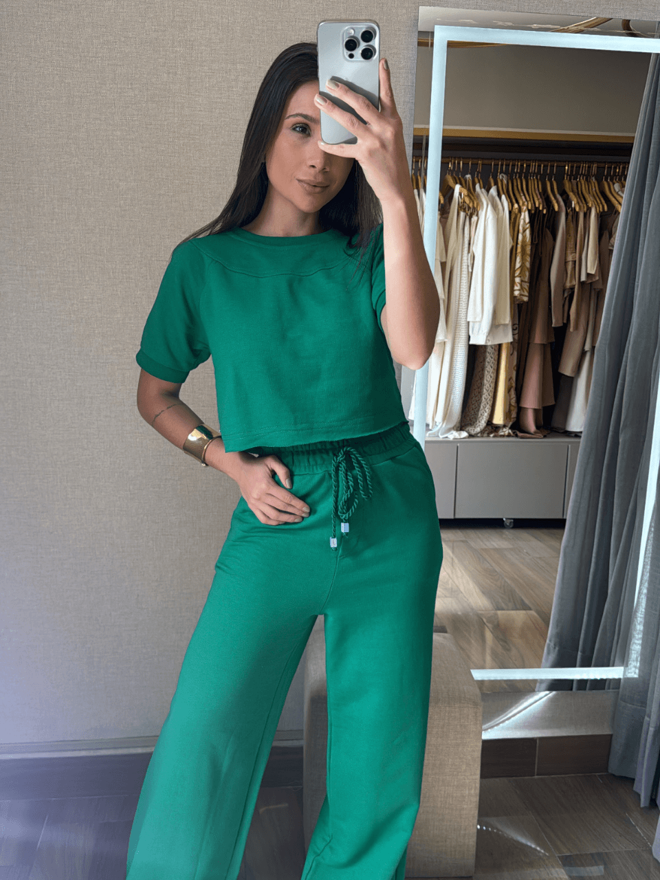 Conjunto Blusa e Calça Moletom Verde - TS Moda Feminina