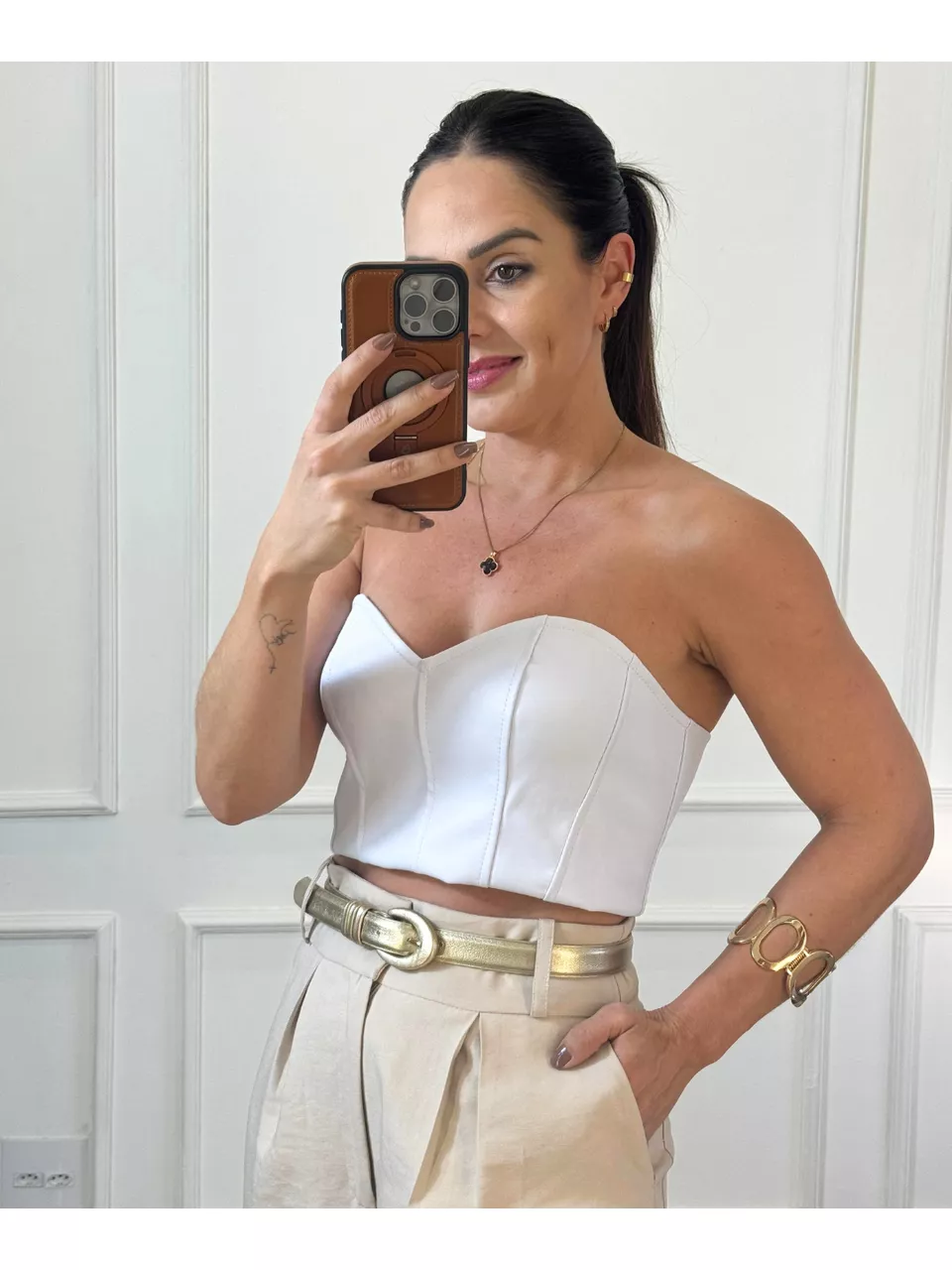 Corselet Courino Dubai Branco - Arpaia