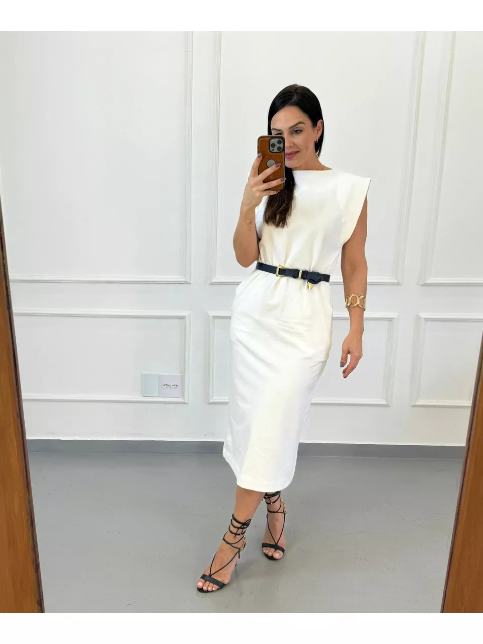 Vestido Midi Moletinho Marry Off White - Arpaia