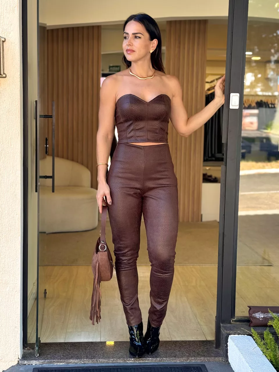 Calça Suede Animale Marrom - Arpaia