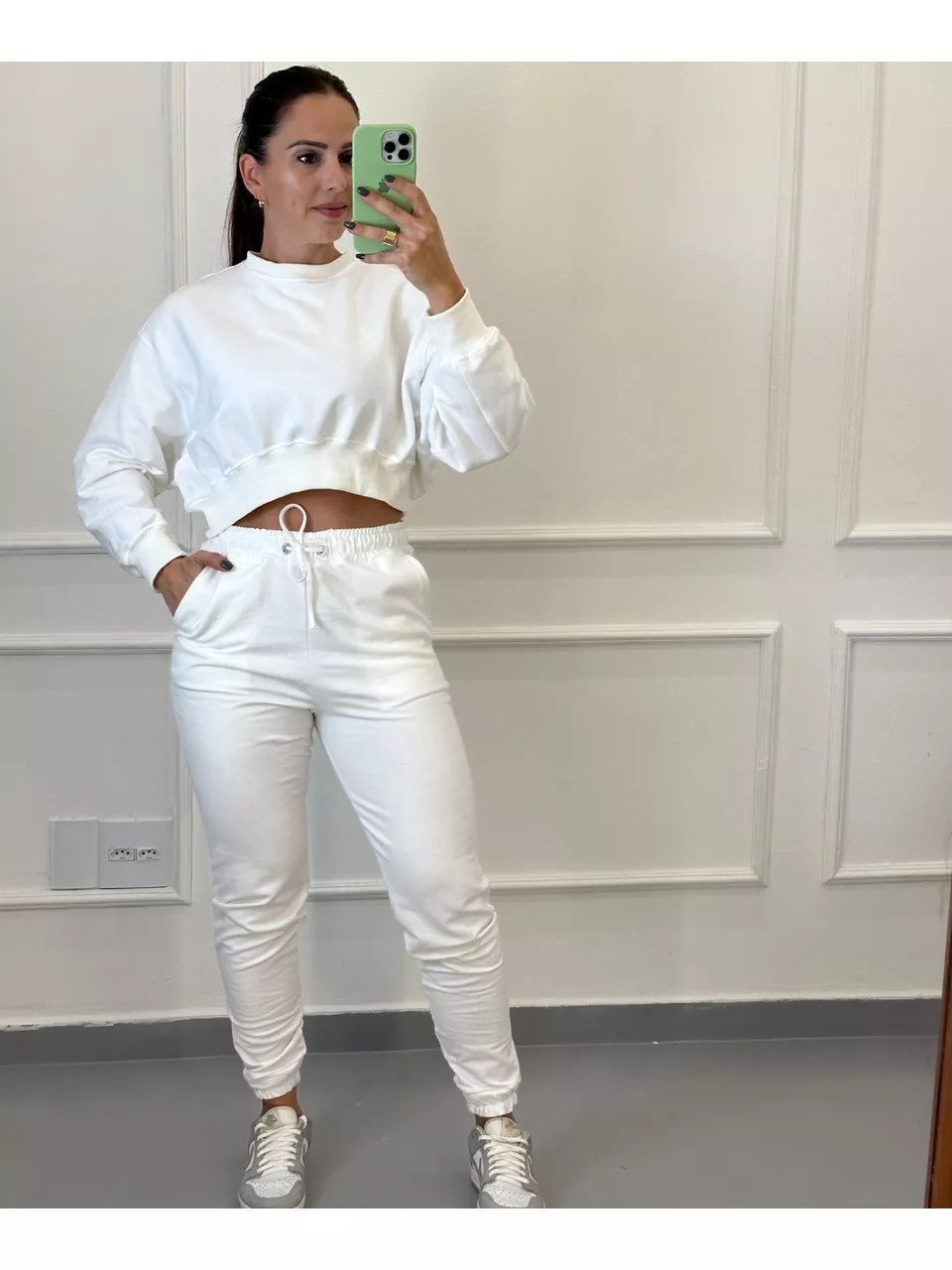 Conjunto Moletinho Jogger Nova York Off White - Arpaia