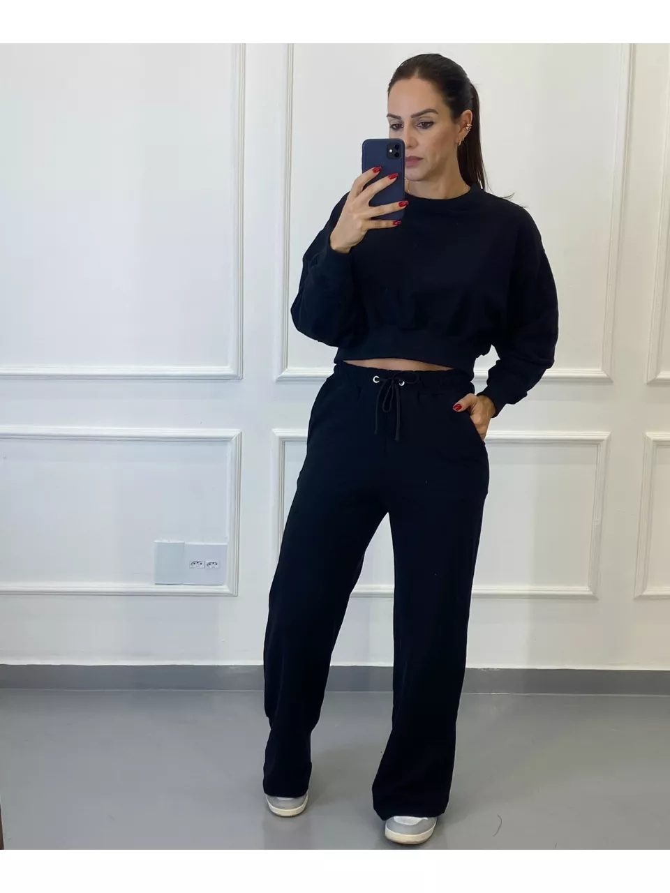Conjunto Moletinho Pantalona Austrália Preto - Arpaia