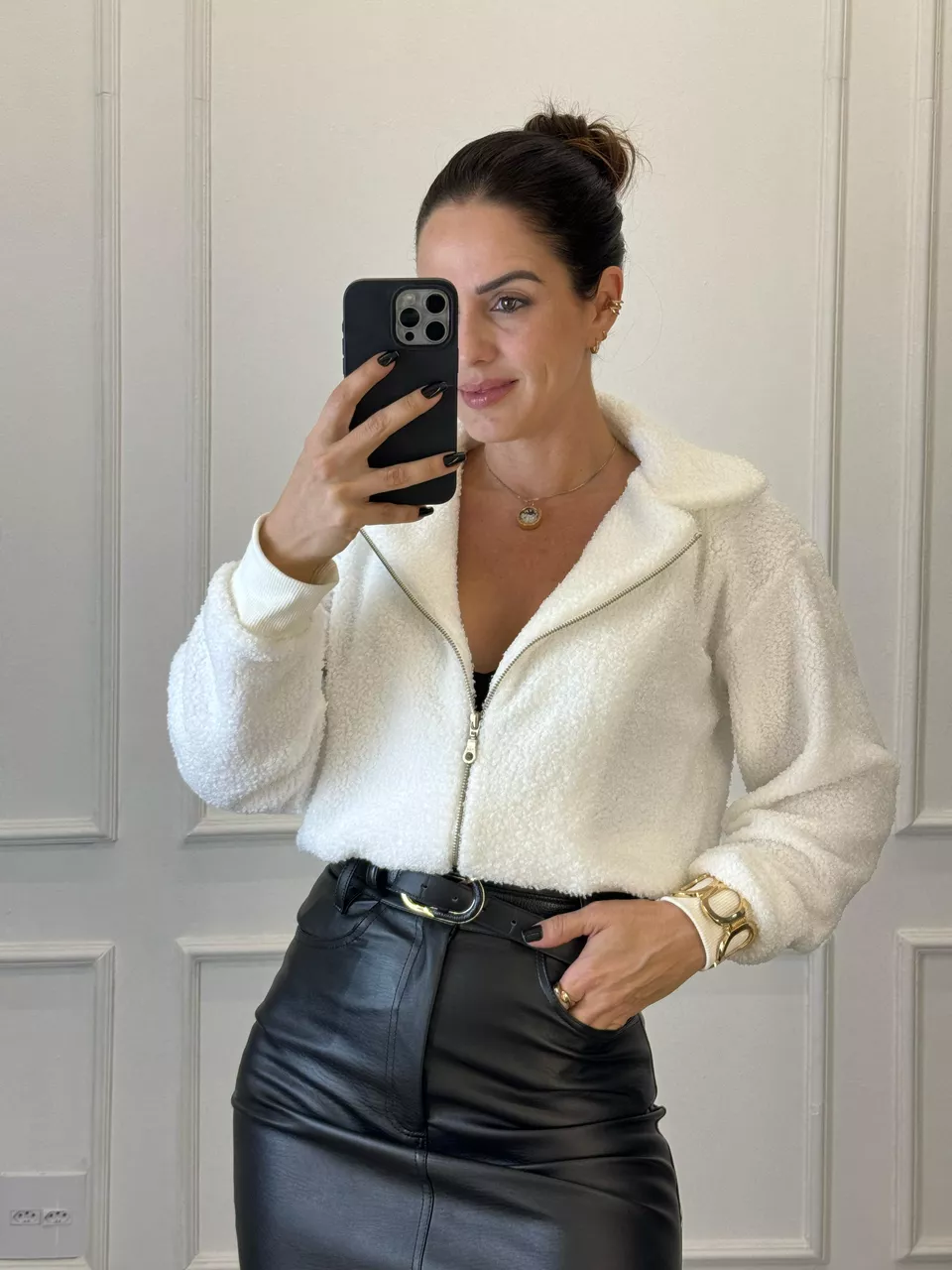 Jaqueta Teddy Off White - Arpaia