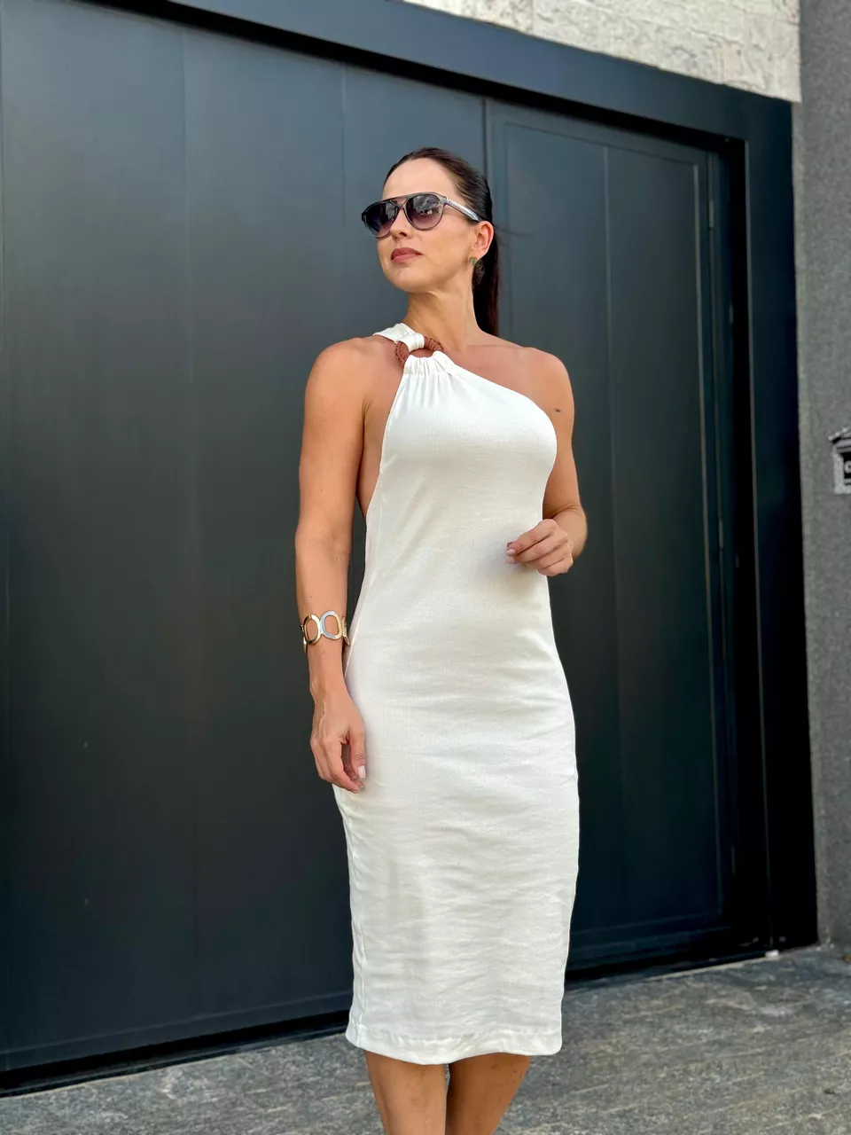 Vestido Midi Off White Clara - Arpaia