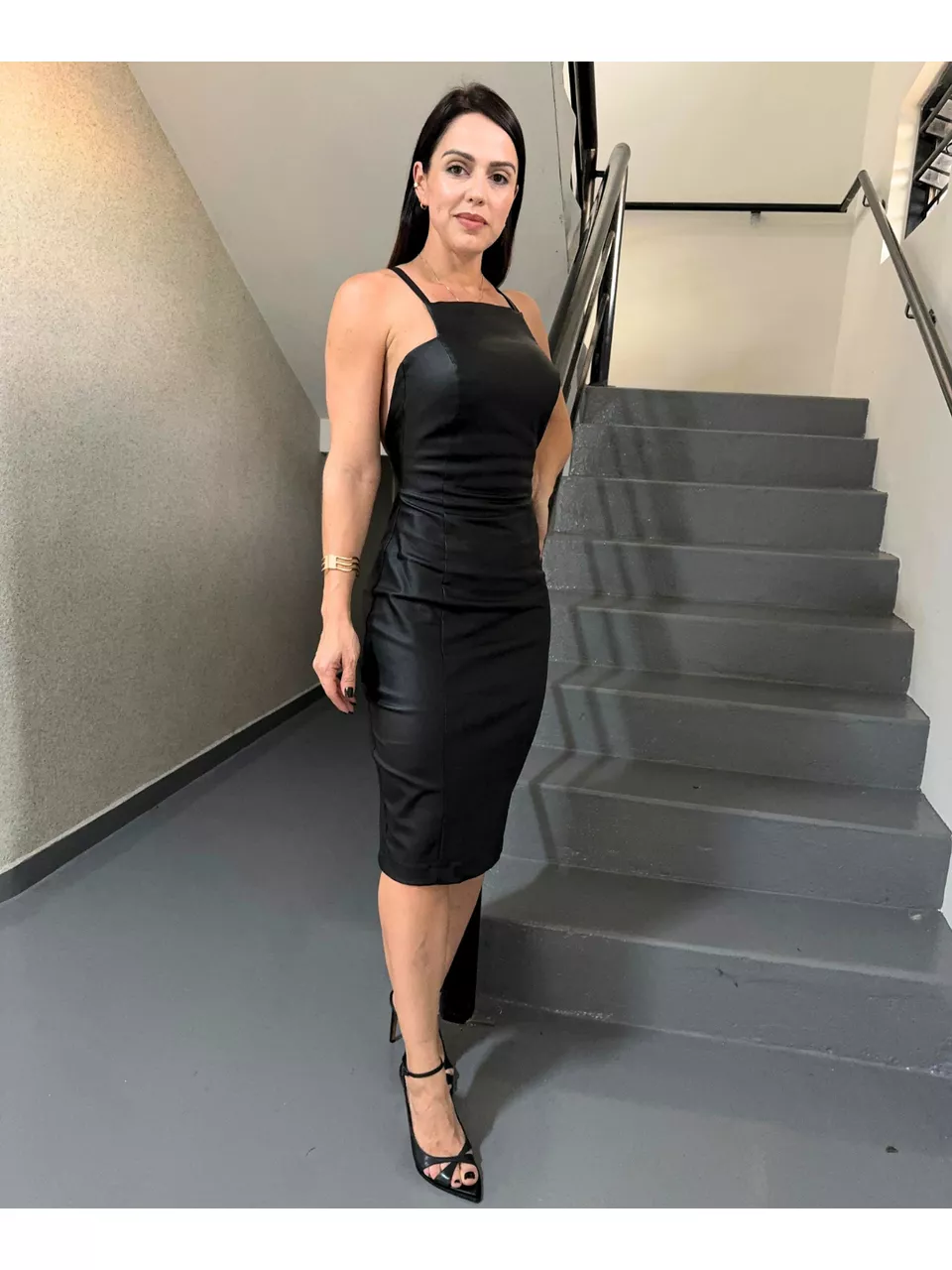 ESGOTADO | Vestido Genebra Resinado Preto