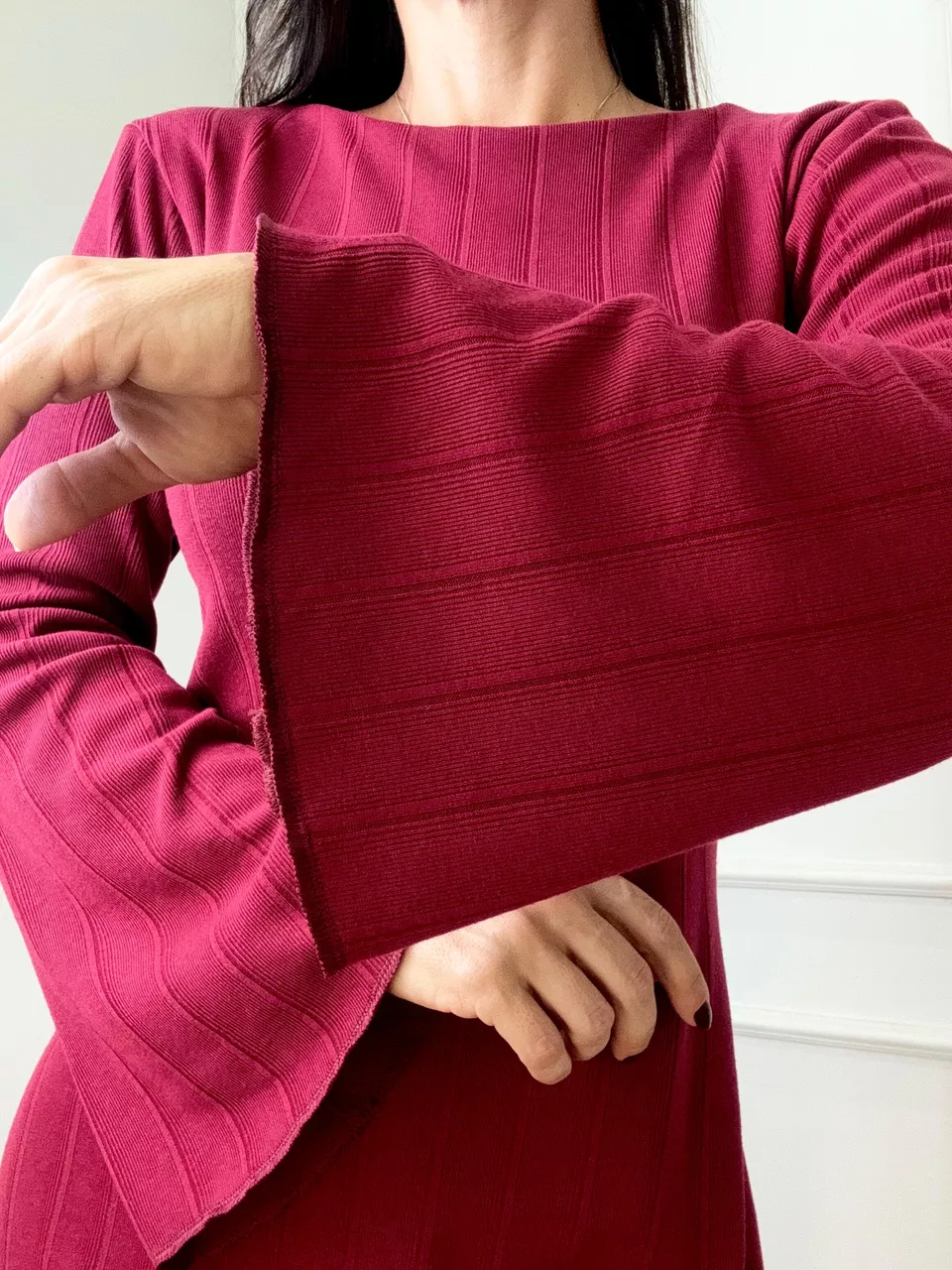 Vestido Manga Longa Flare Evasê Hannah Cabernet