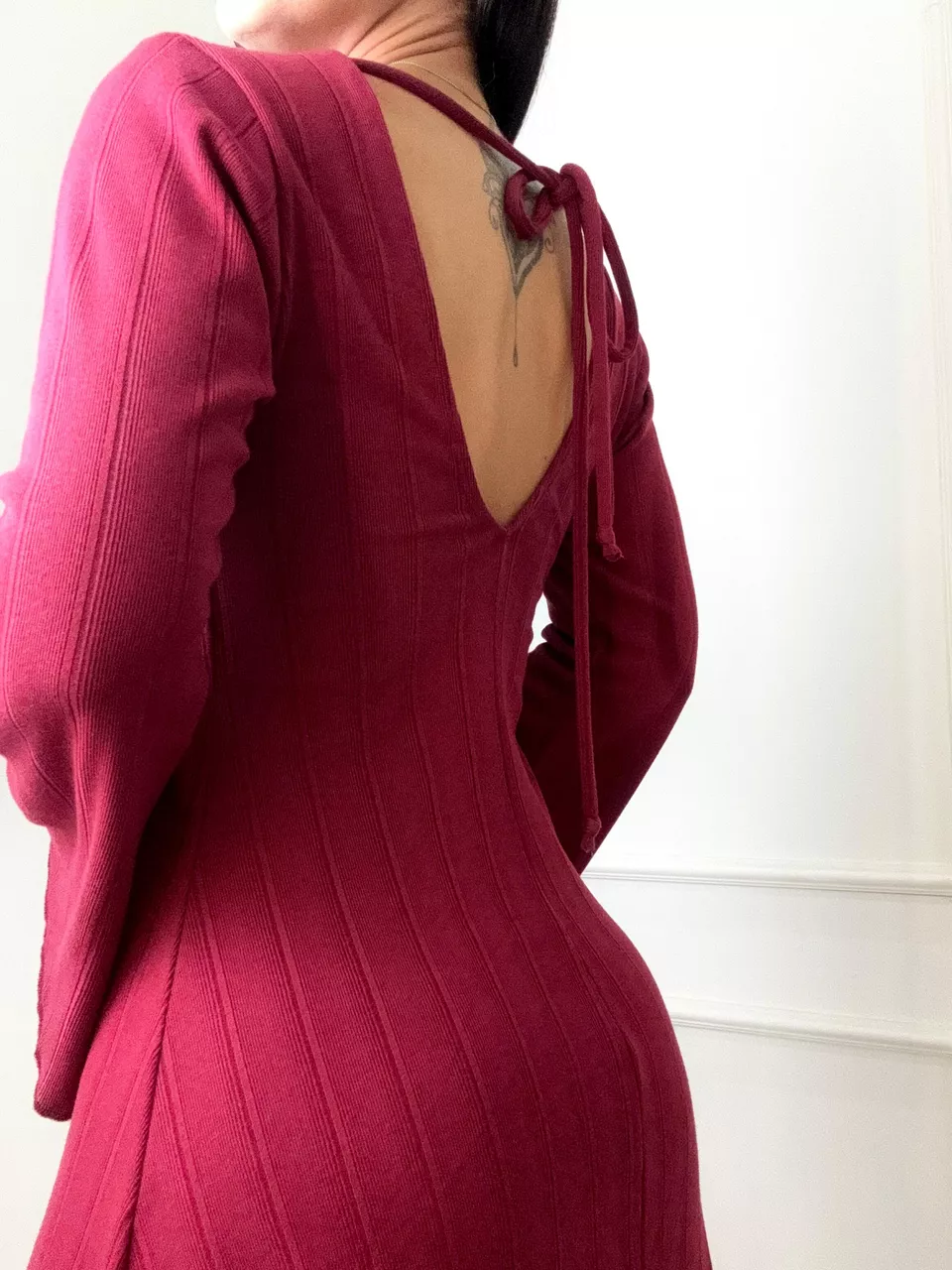 Vestido Manga Longa Flare Evasê Hannah Cabernet