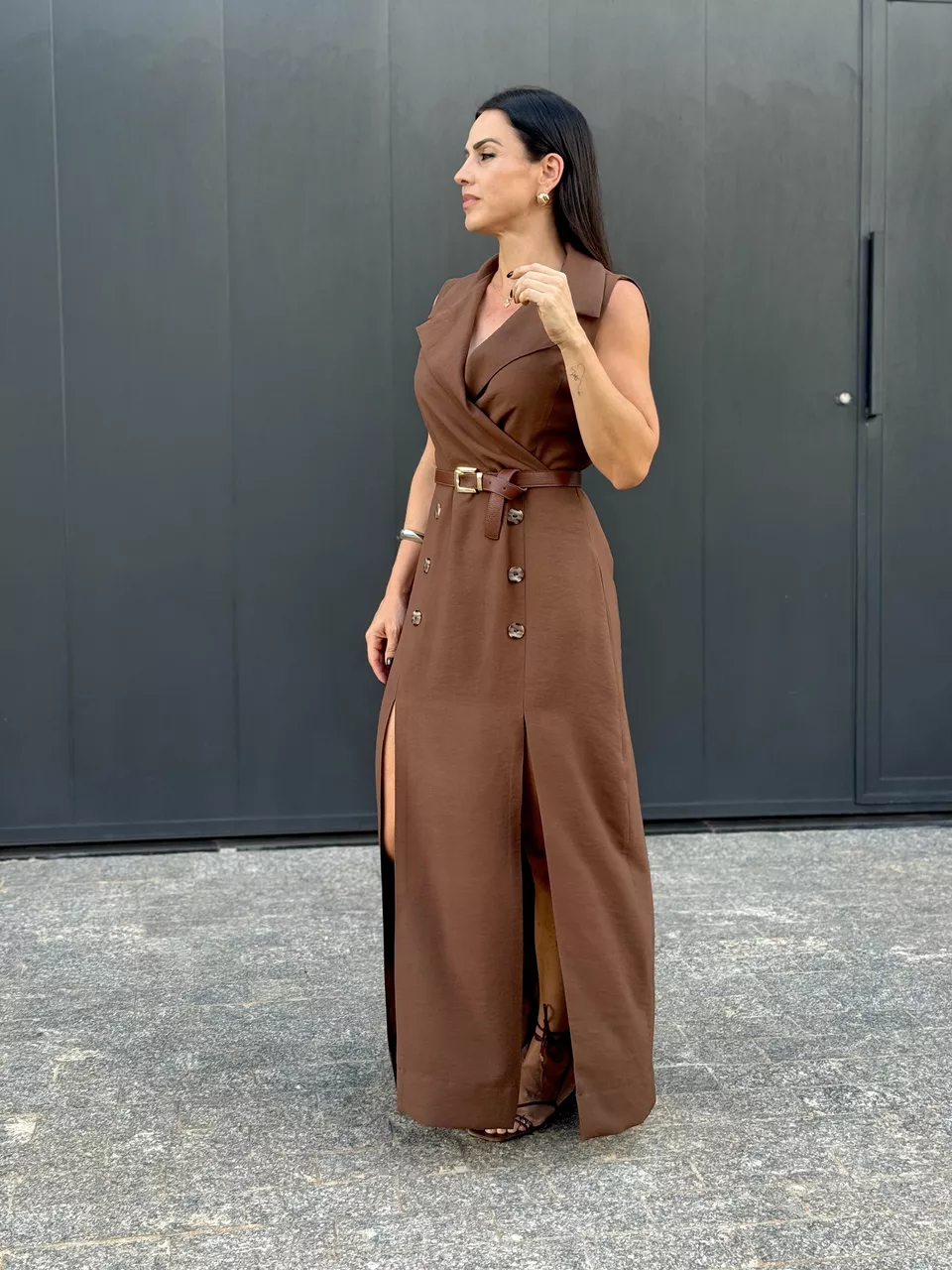 Vestido Longo Iara Chocolate - Arpaia