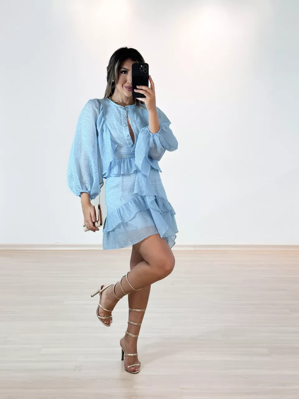 VESTIDO LOREN CINTO AZUL