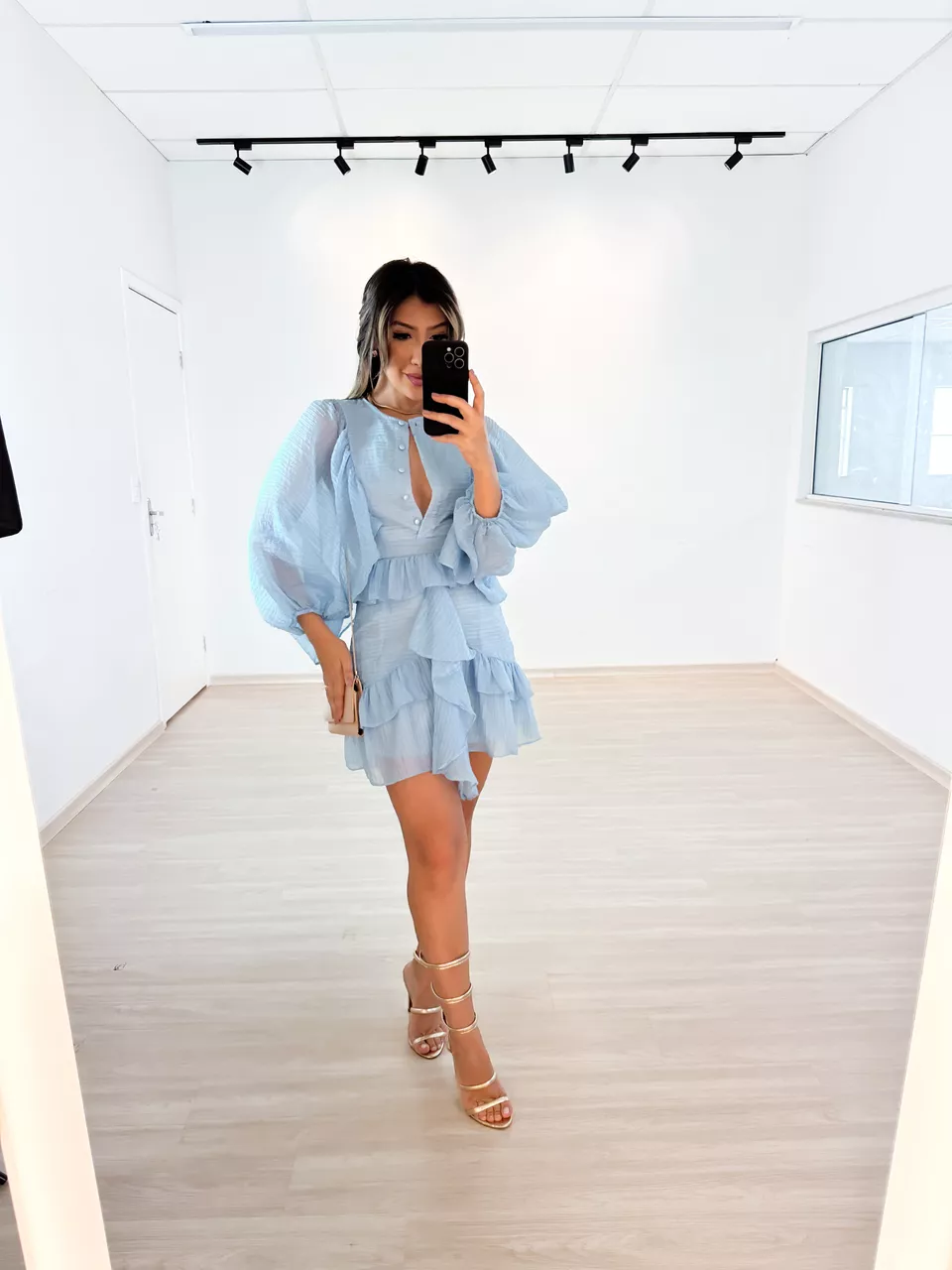 VESTIDO LOREN CINTO AZUL
